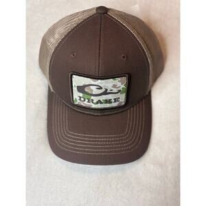 Drake Brown Mesh Snap Back OSFM Hat With Old School Patch NWTs